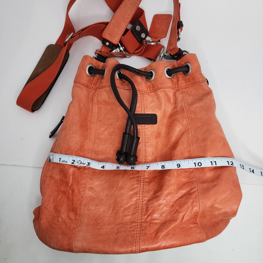 Ellington Bucket Purse Shoulder Bag Italian Leather Orange - Picture 16 of 16